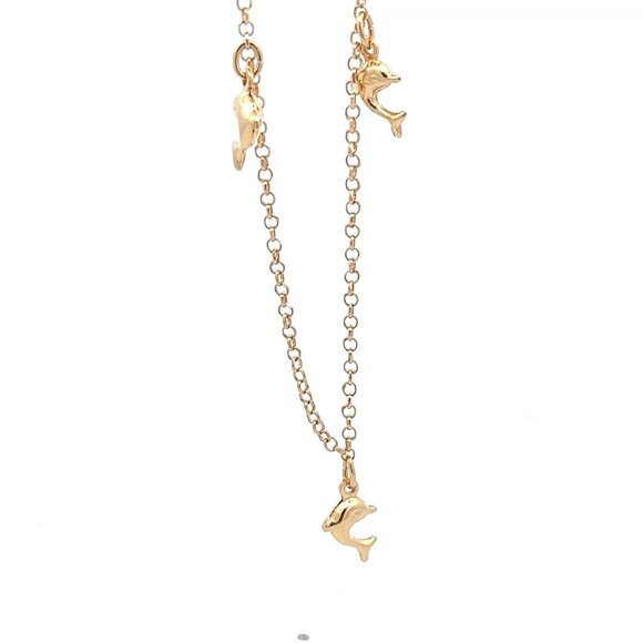 18K Saudi Gold Bracelet Dolphin Charms Size 7 inches 3.15 gms